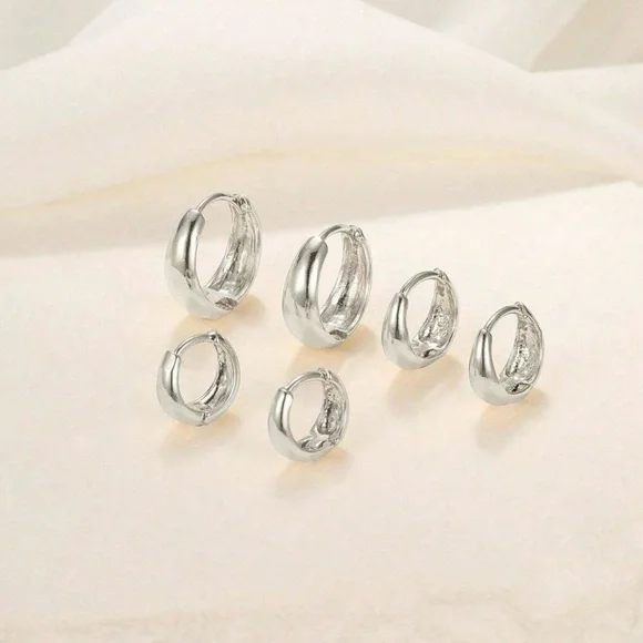 6pcs simple metal earrings made of copper - Picture 3 of 4